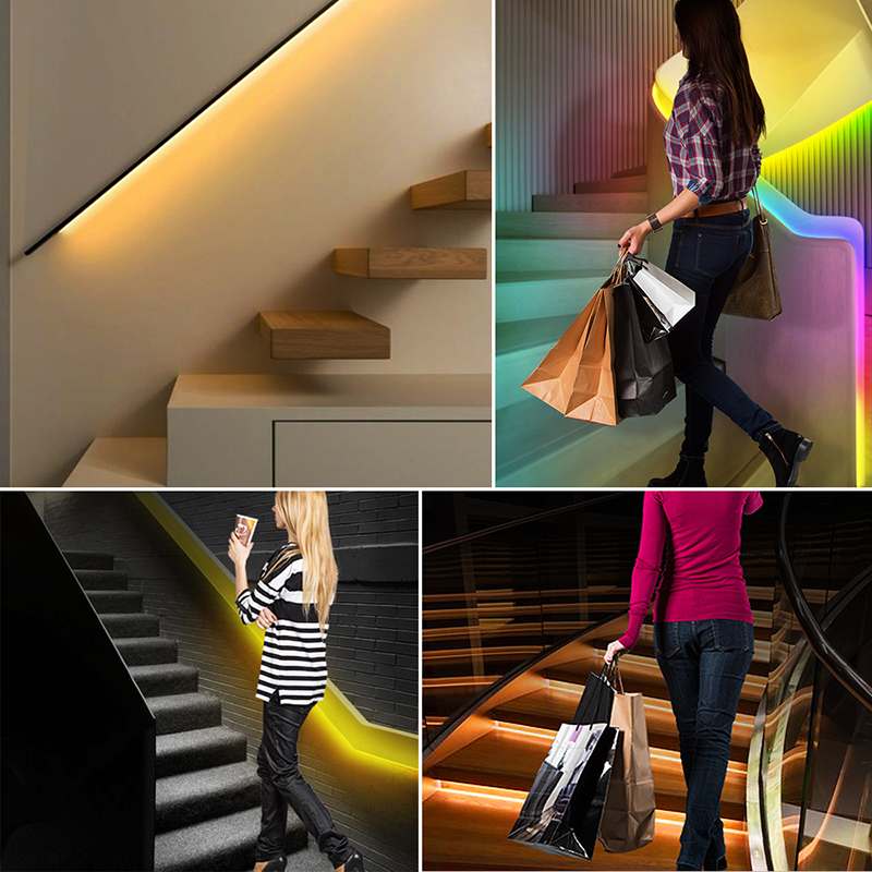 DC12V 60LEDs/M Human Body Induction Stair Warm White LED Strip Light Kit, 16.4ft/5m, WS2811 Color Changing Flexible LED Strip DC12V 60LEDs/M Human Body Induction Stair Warm White LED Strip Light Kit, 16.4ft/5m, WS2811 Color Changing Flexible LED Strip